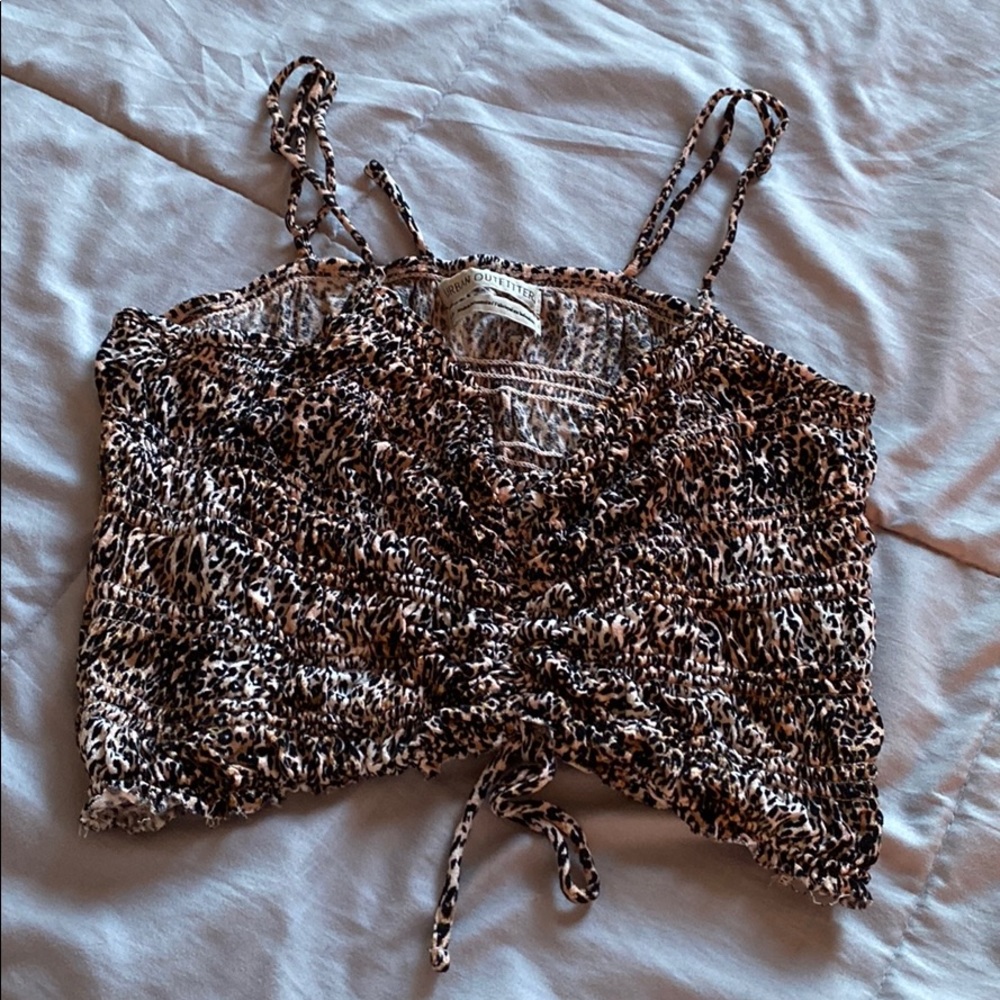Urban outfitters Leopard print front tie crop top